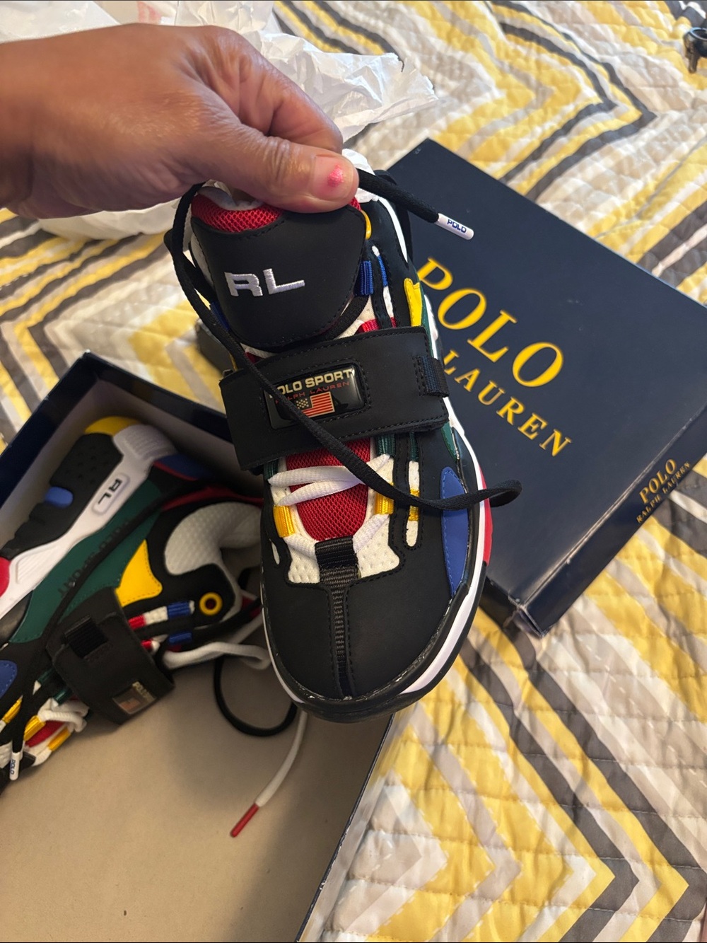 Polo by Ralph Lauren Black Multicolor Kids Sneakers